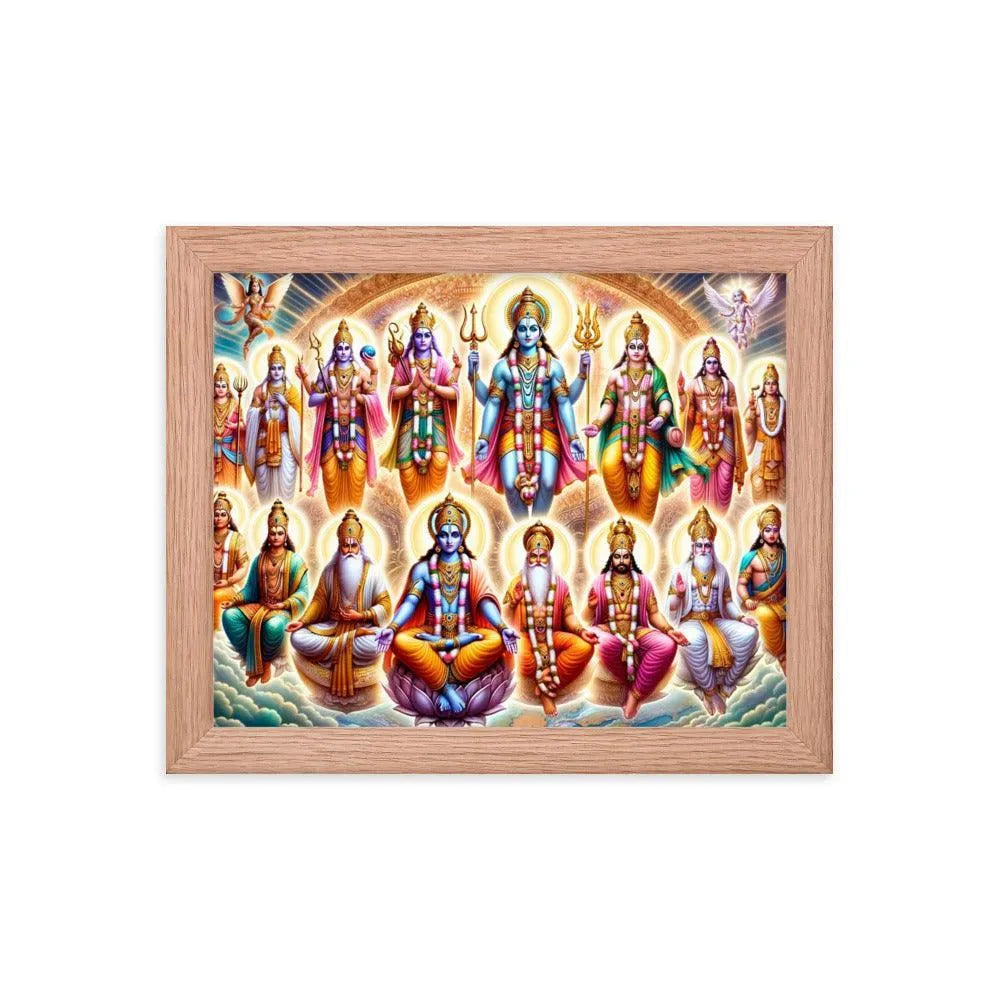 Dashavatara: Lord Vishnu's Divine Incarnations Hindu Art Framed Poster - Oh Posters