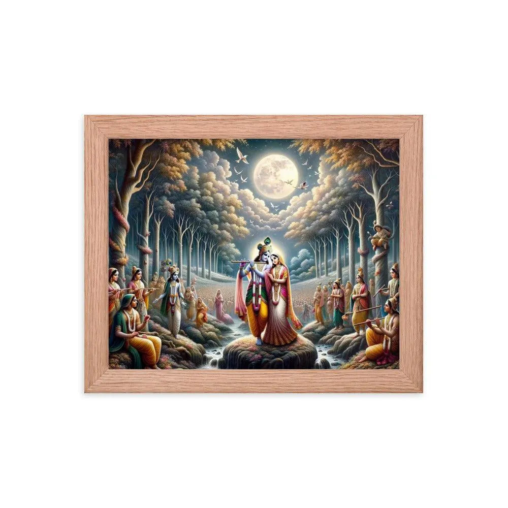 Radha and Krishna's Eternal Love in Vrindavan Hindu Art Framed Poster - Oh Posters