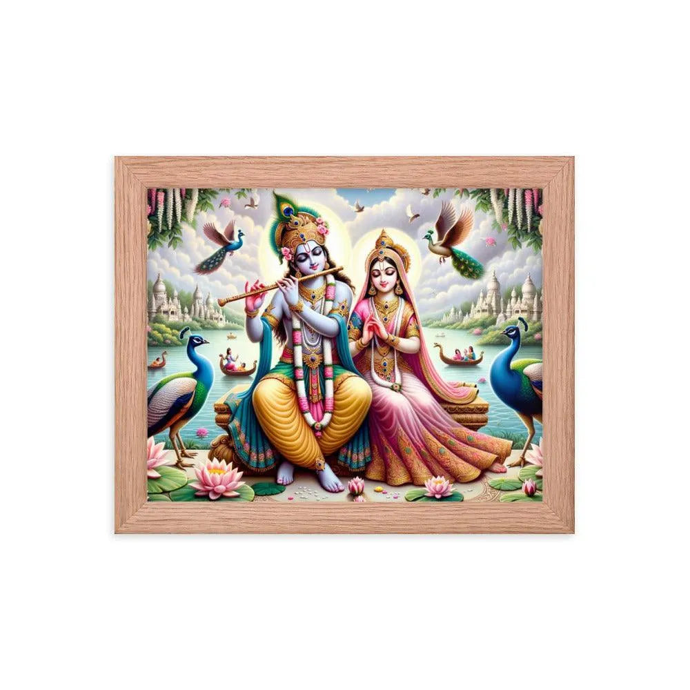 Lord Krishna and Radha Divine Love Hindu Framed Poster - Oh Posters