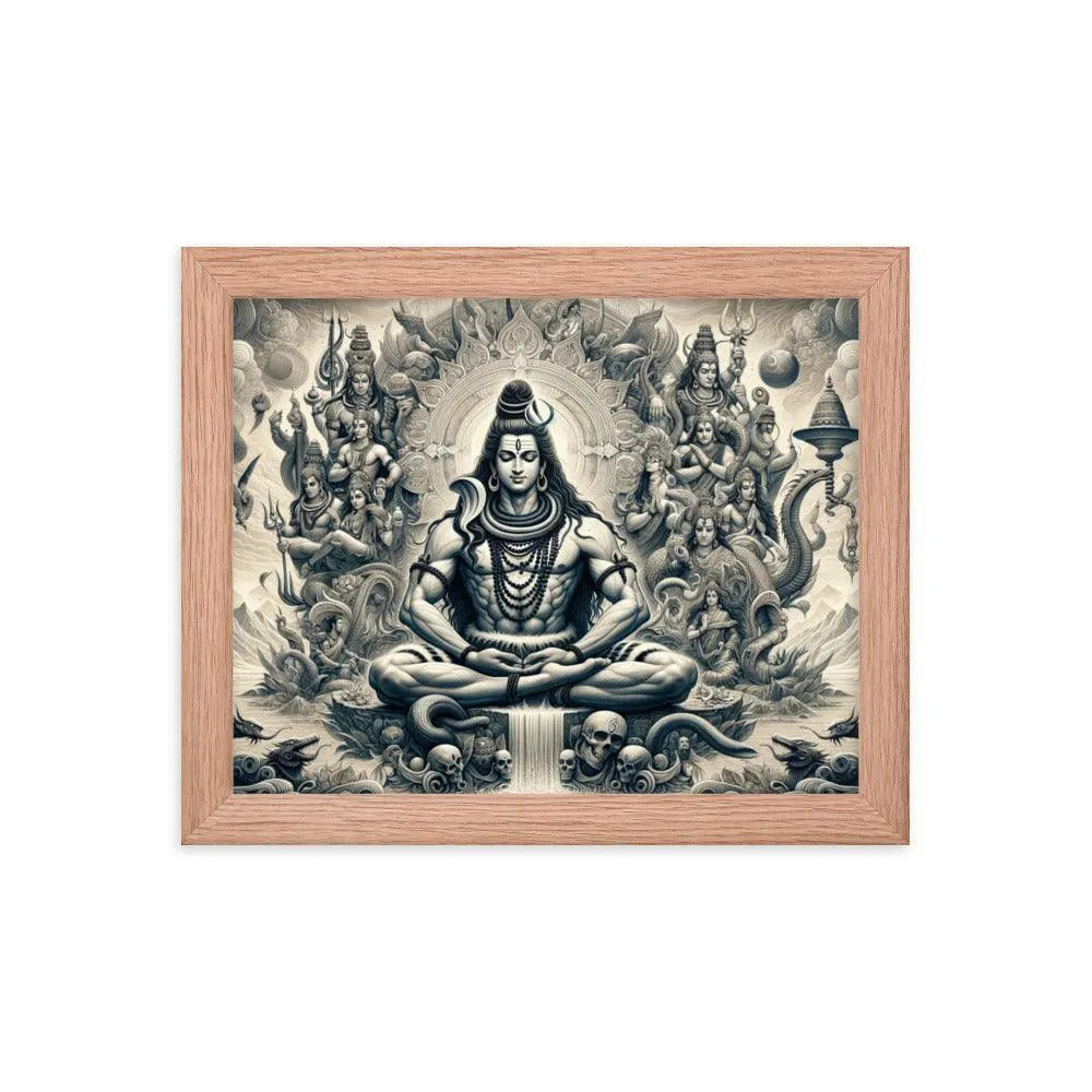 Hindu Lord Shiva Meditating Himalayan Serenity Divine Art Framed Poster - Oh Posters