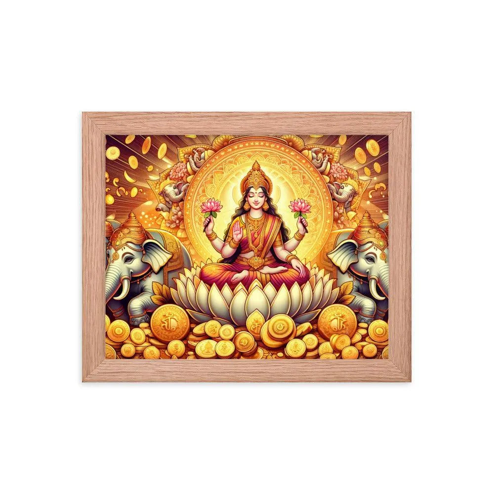 Hindu Goddess Lakshmi Wealth Prosperity Gold Coins Framed Poster - Oh Posters