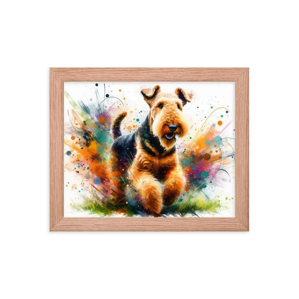 Joyful Airedale Terrier Colorful Artistic Depiction Framed Poster - Oh Posters