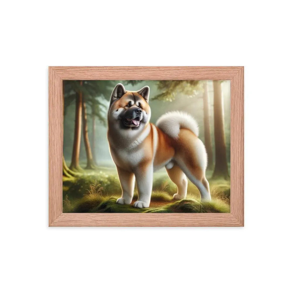 Photo-realistic Akita Standing Proudly in Natural Setting Framed Poster - Oh Posters