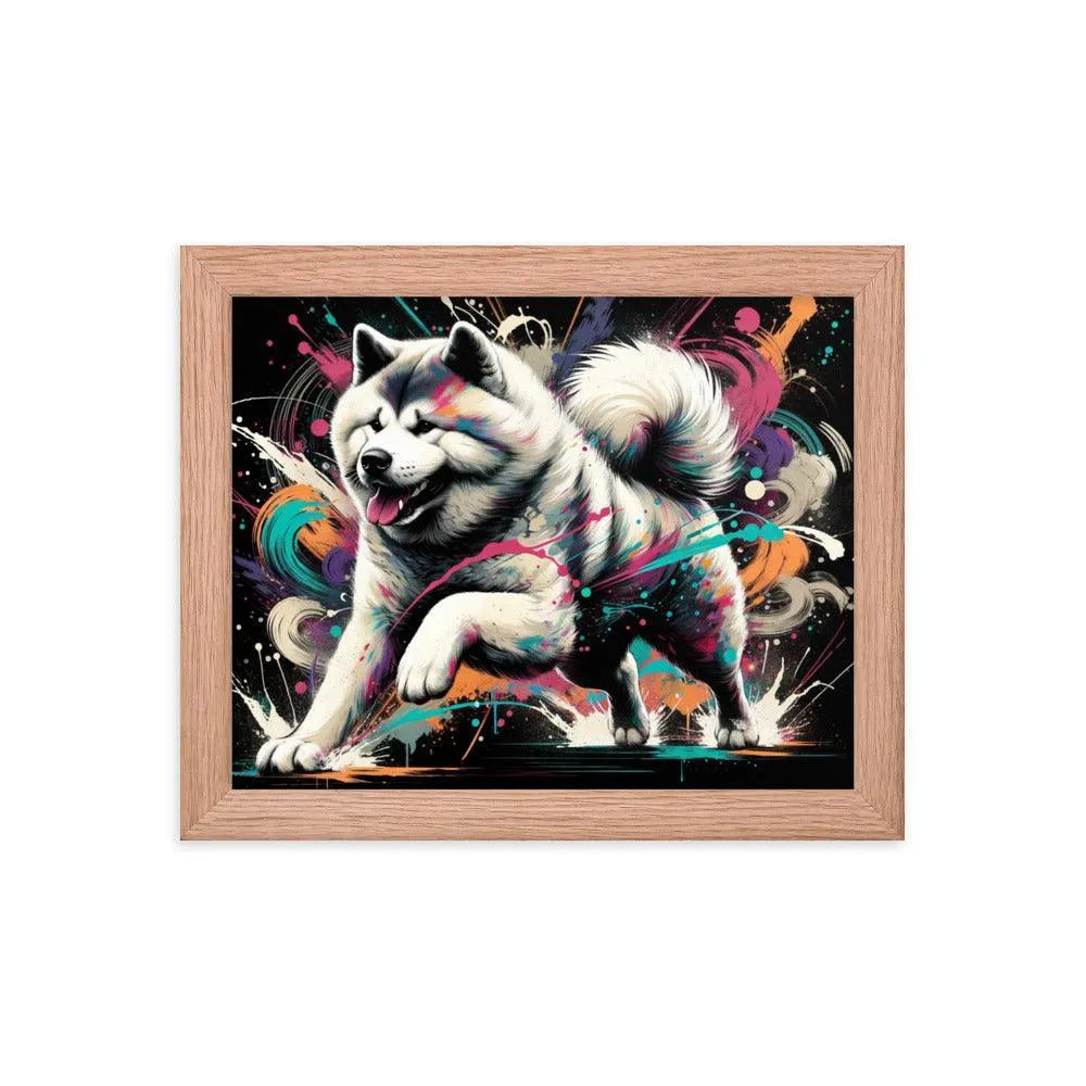 Energetic Akita Abstract Artwork Framed Poster - Oh Posters