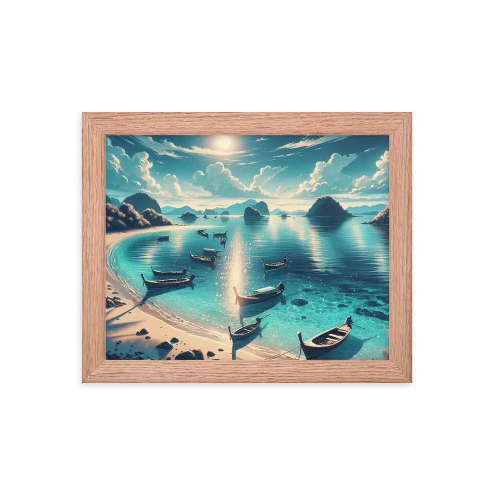 Secluded Shimmering Beach Digital Art Framed Poster - Oh Posters