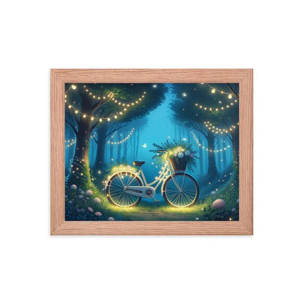 Enchanted Forest Glade Bicycle Illuminated Art Framed Poster - Oh Posters