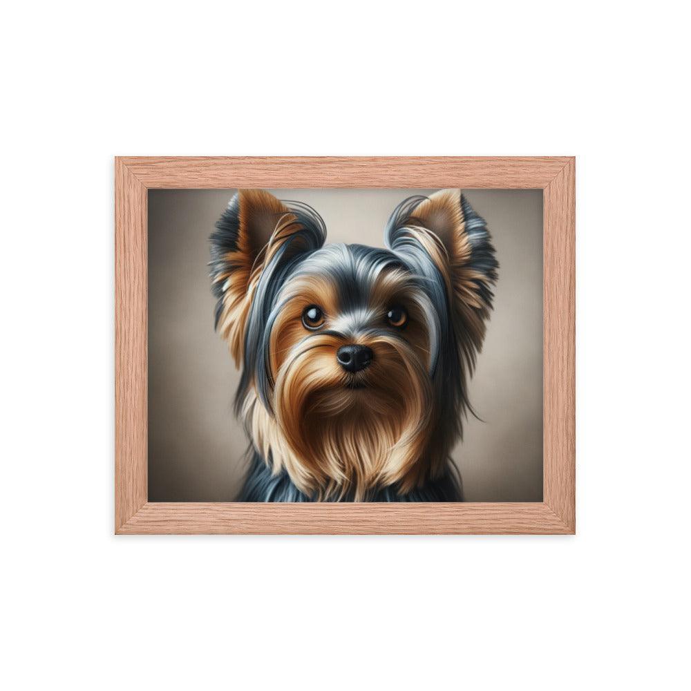 Close-Up Australian Silky Terrier Realistic Portrait Framed Poster - Oh Posters