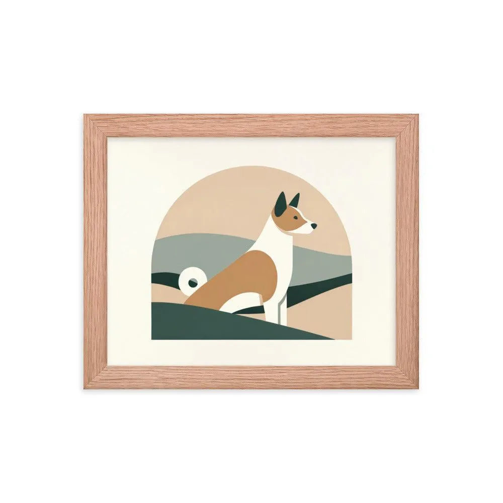 Geometric Basenji Dog Minimal Art Framed Poster - Oh Posters