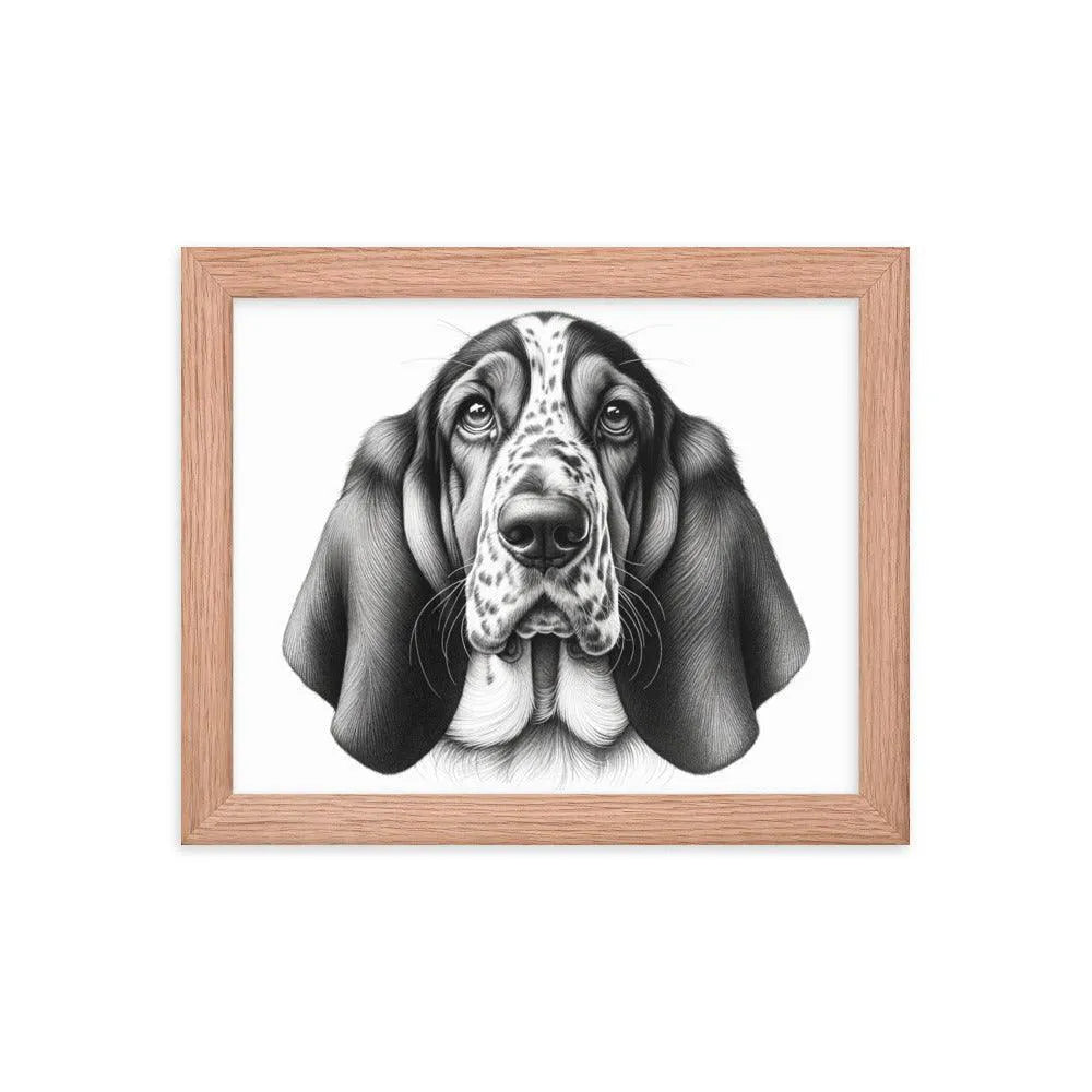 Detailed Basset Bleu de Gascogne Portrait Drawing Framed Poster - Oh Posters