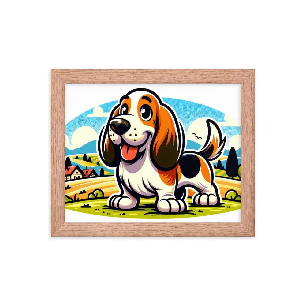 Playful Basset Fauve de Bretagne Cartoon Art Framed Poster - Oh Posters