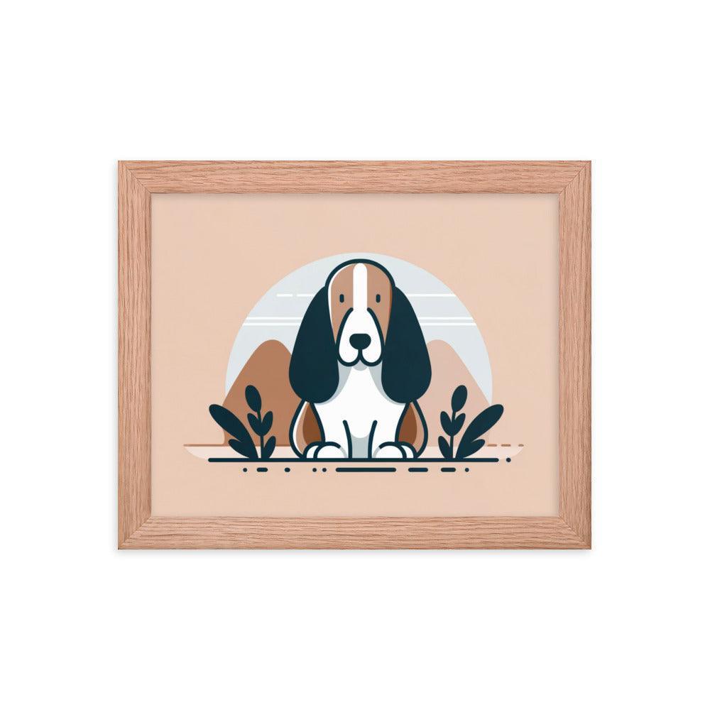 Charming Basset Hound Minimalist Art Framed Poster - Oh Posters