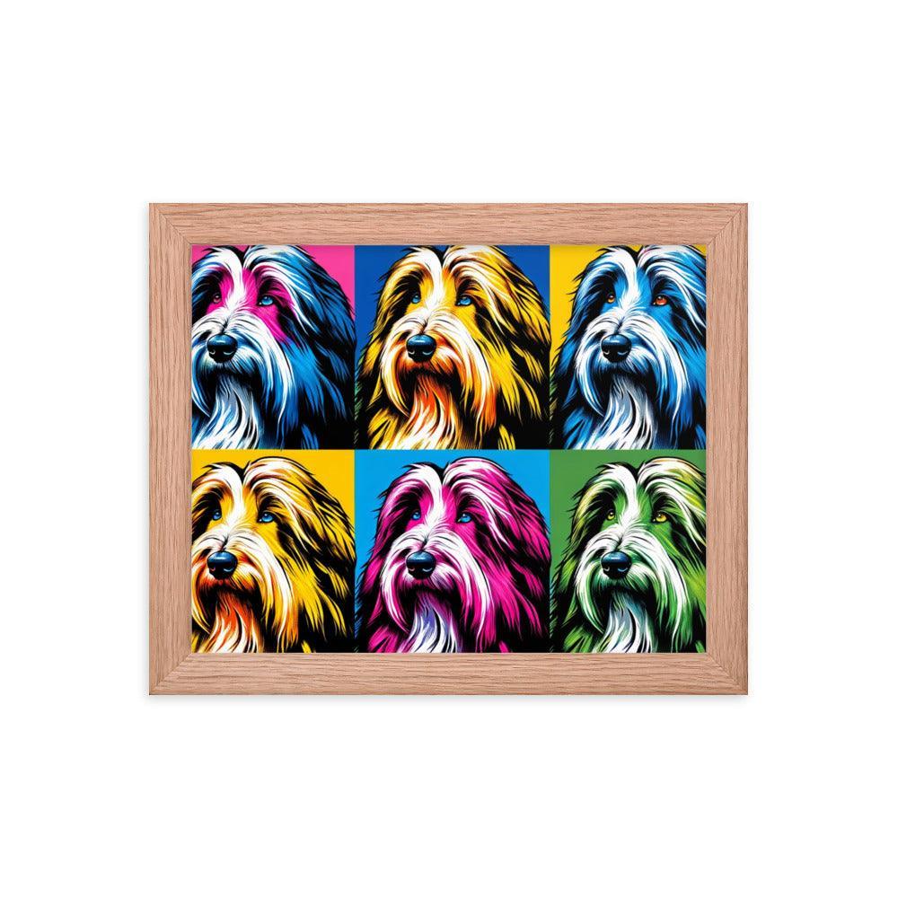 Colorful Collage Pop Art Bearded Collie Illustration Framed Poster - Oh Posters