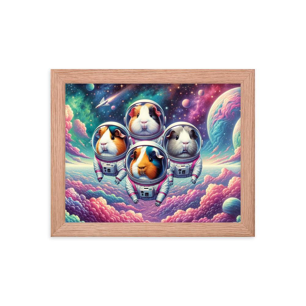 Guinea Pig Astronauts Cosmic Exploration Vibrant Framed Poster - Oh Posters