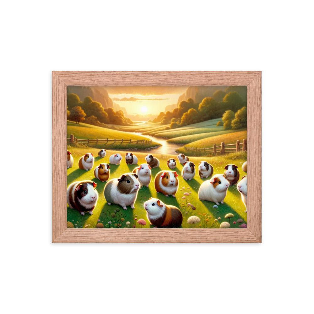 Guinea Pig Gathering Sunset Valley Digital Art Framed Poster - Oh Posters