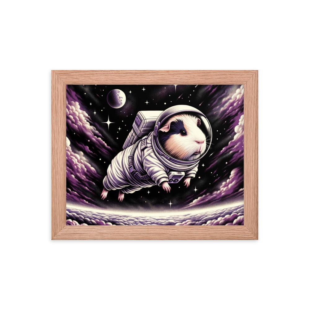 Guinea Pig Astronaut's Cosmic Odyssey Illustration Framed Poster - Oh Posters