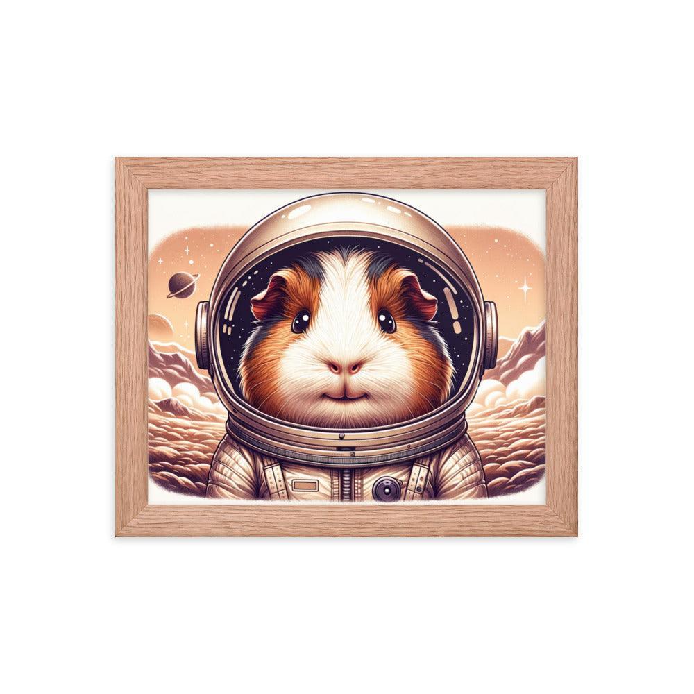 Cute Guinea Pig Astronaut Exploring Cosmic Adventures Illustration Framed Poster - Oh Posters