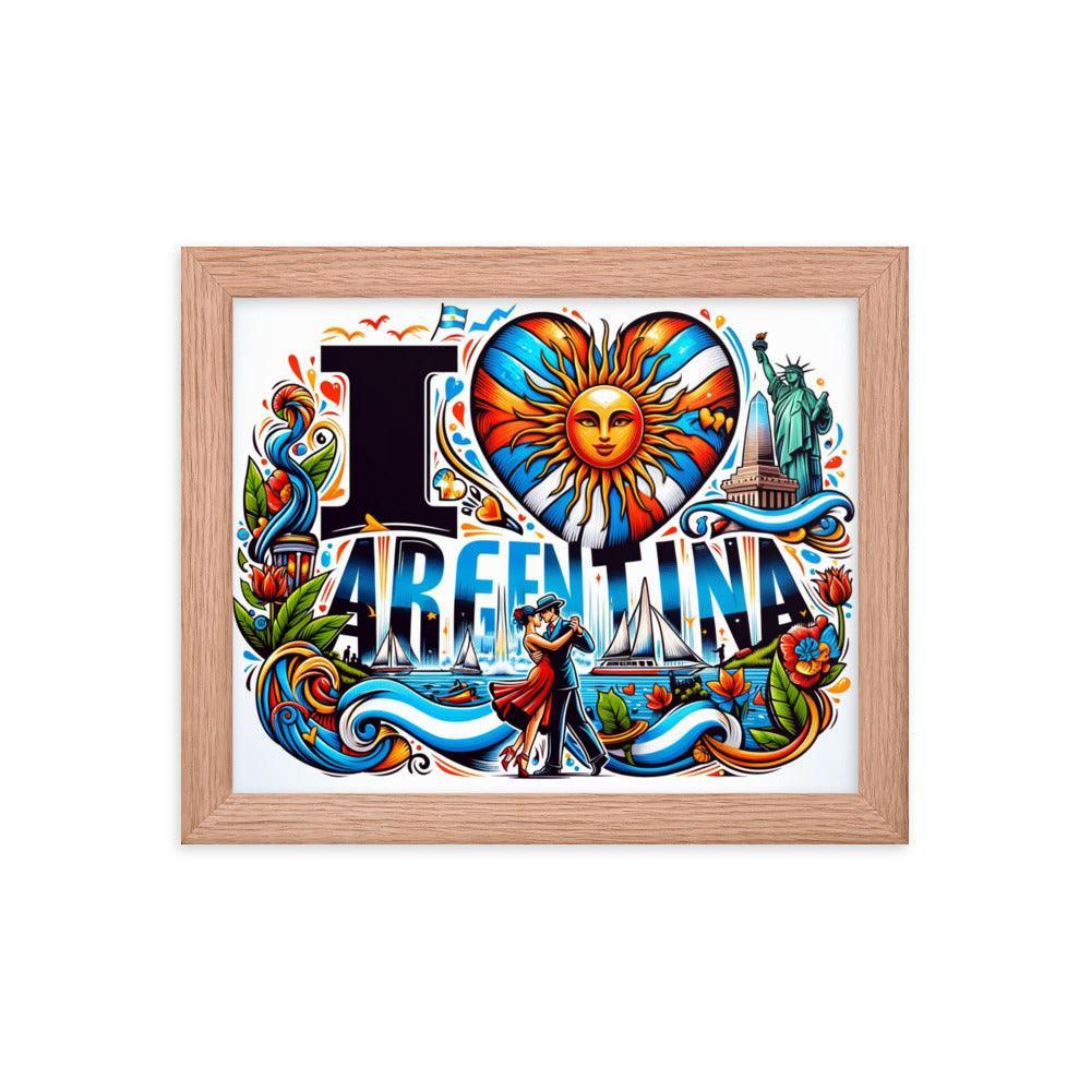 I Love Argentina Tango Dance and Landmarks Framed Poster - Oh Posters