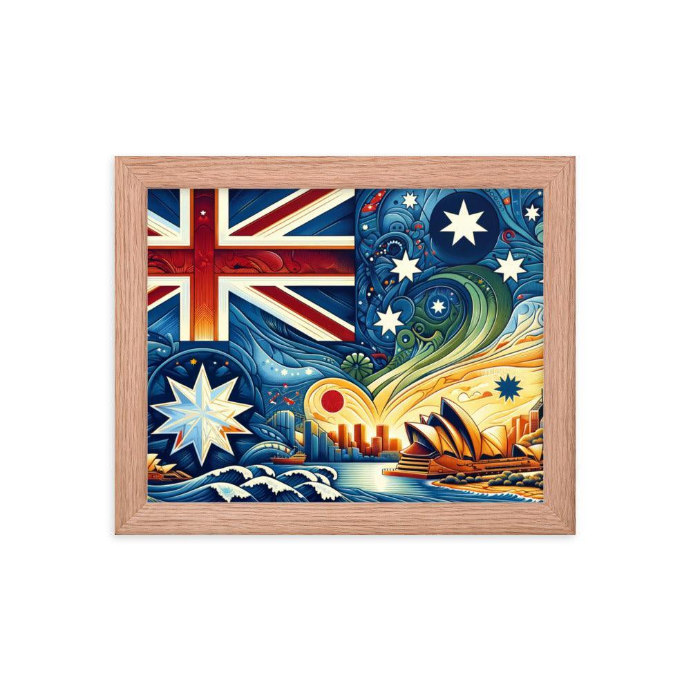 Sydney Opera House and Australian Flag Stylized Art Framed Poster - Oh Posters