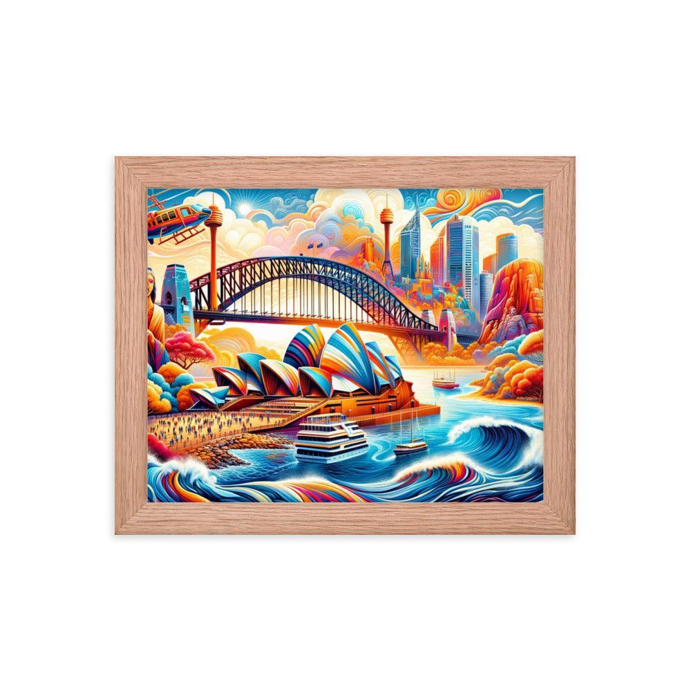 Sydney Harbour Surreal Scenery Vibrant Art Framed Poster - Oh Posters