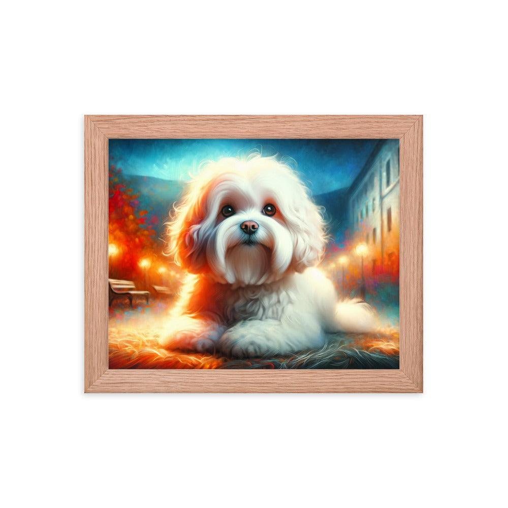 Enchanted Evening Bolognese Dog Dreamy Art Framed Poster - Oh Posters