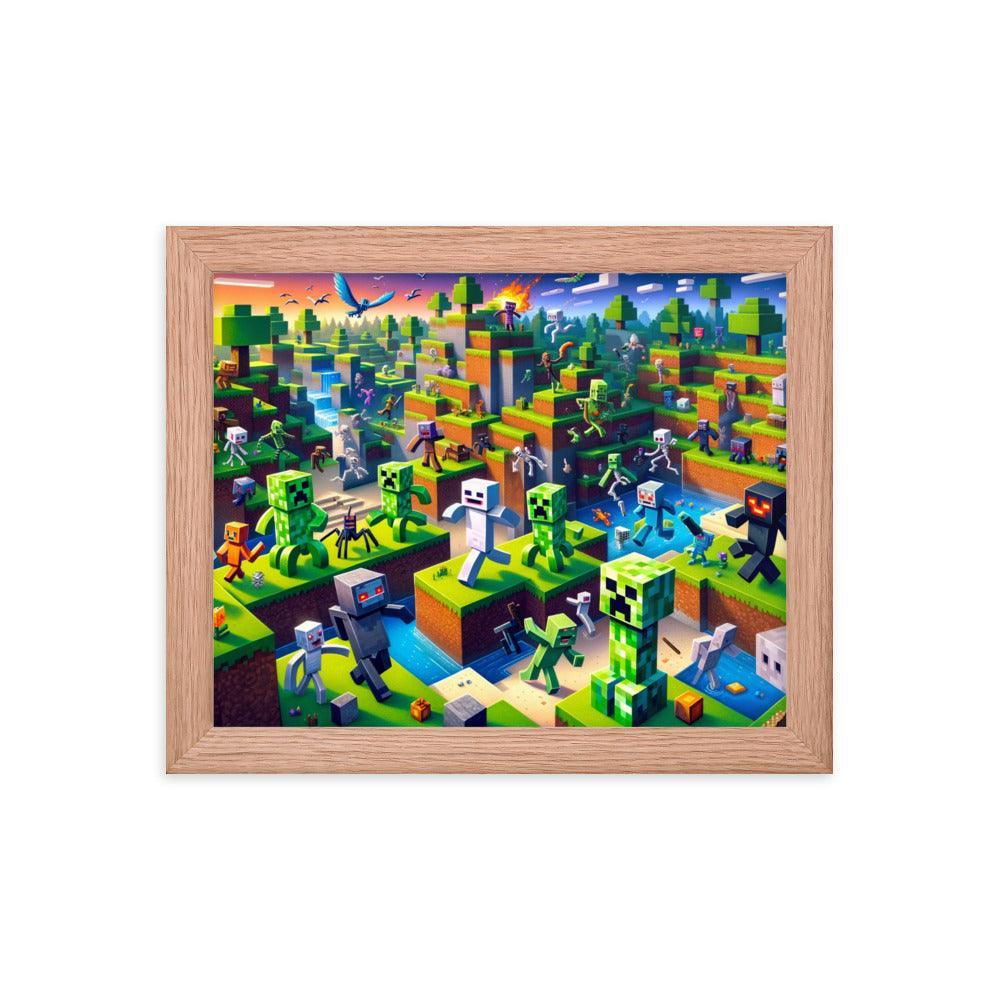 Minecraft Adventure Dynamic Character Action Framed Poster - Oh Posters