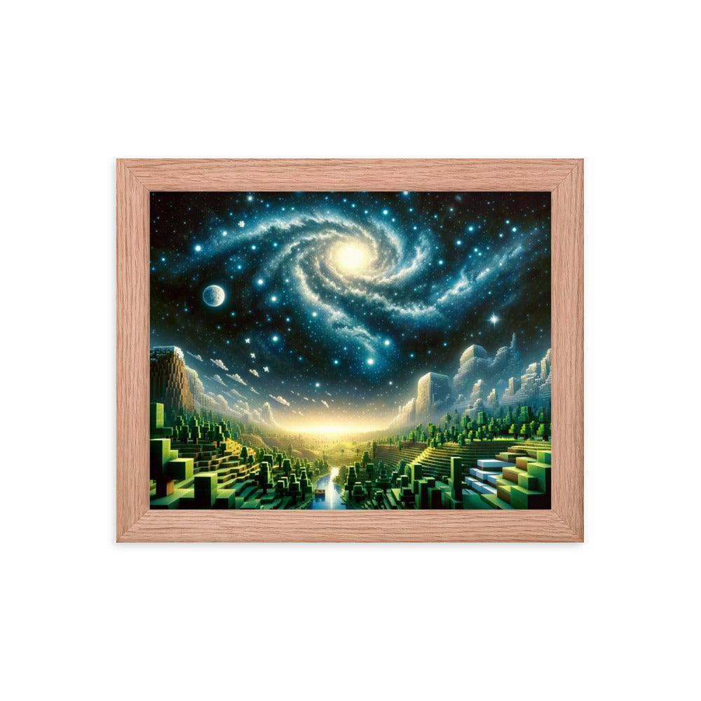 Galactic Spiral Minecraft Universe Digital Art Framed Poster - Oh Posters