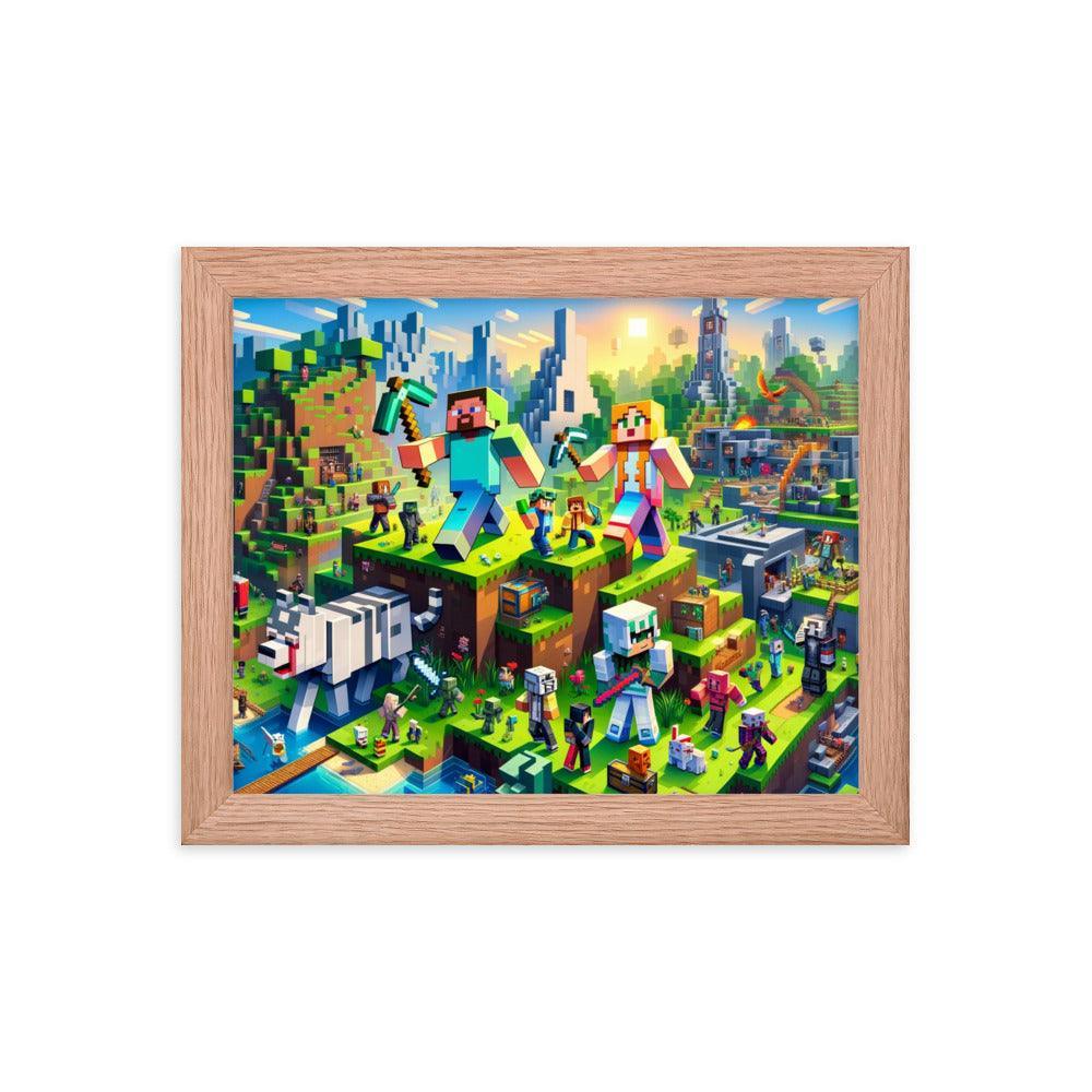 Heroic Minecraft Characters Epic Battle Framed Poster - Oh Posters