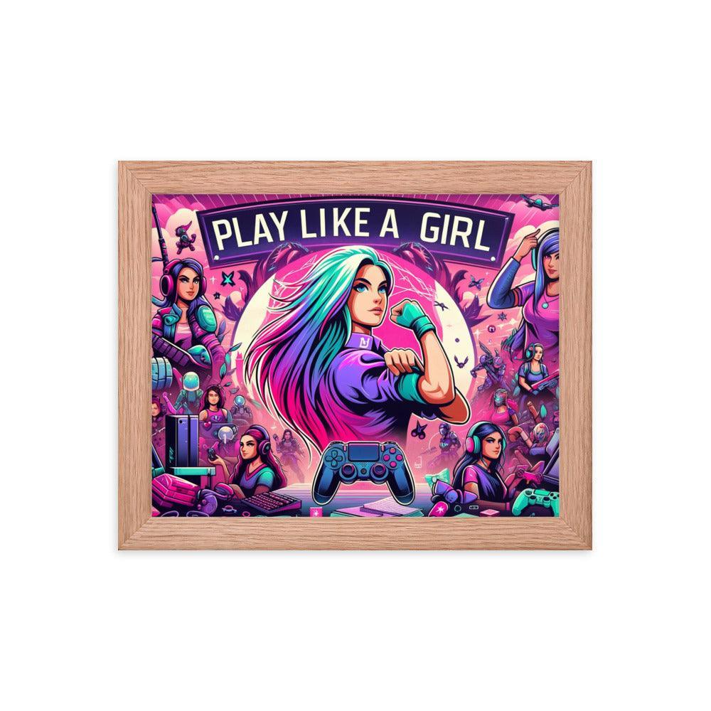 Gamer Girl Power Empowerment Art Framed Poster - Oh Posters