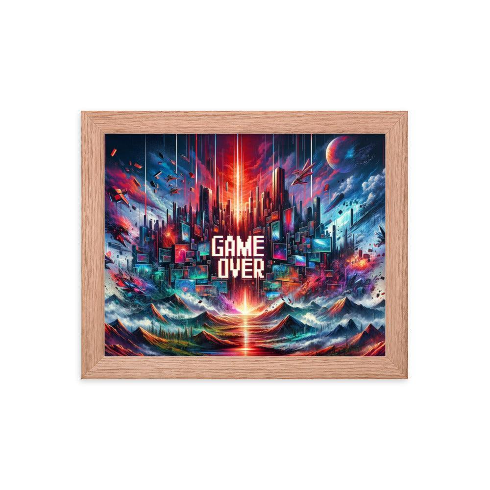 Gaming Apocalyptic Sci-Fi Cityscape Game Over Framed Poster - Oh Posters