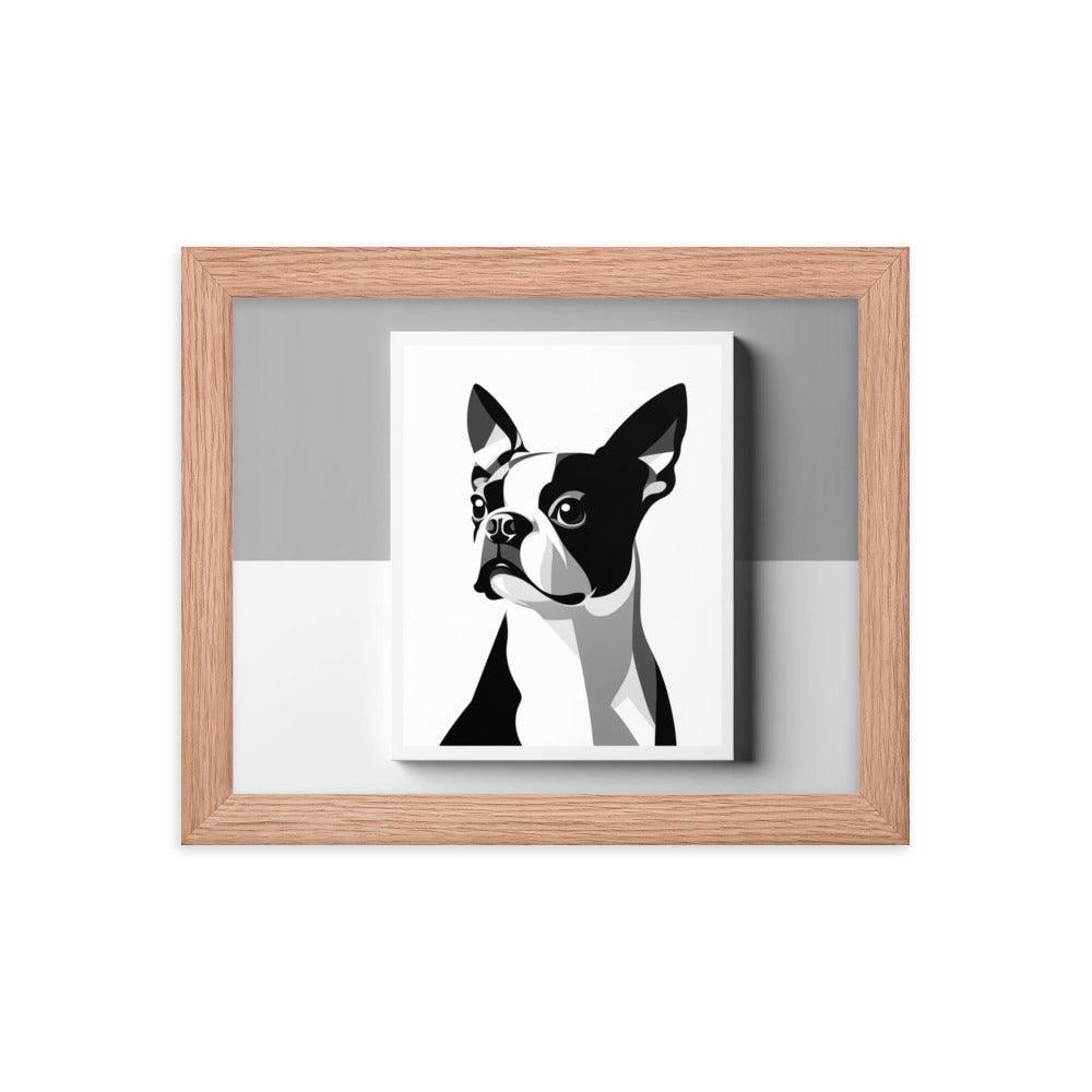 Boston Terrier Abstract Minimalist Art Framed Poster - Oh Posters