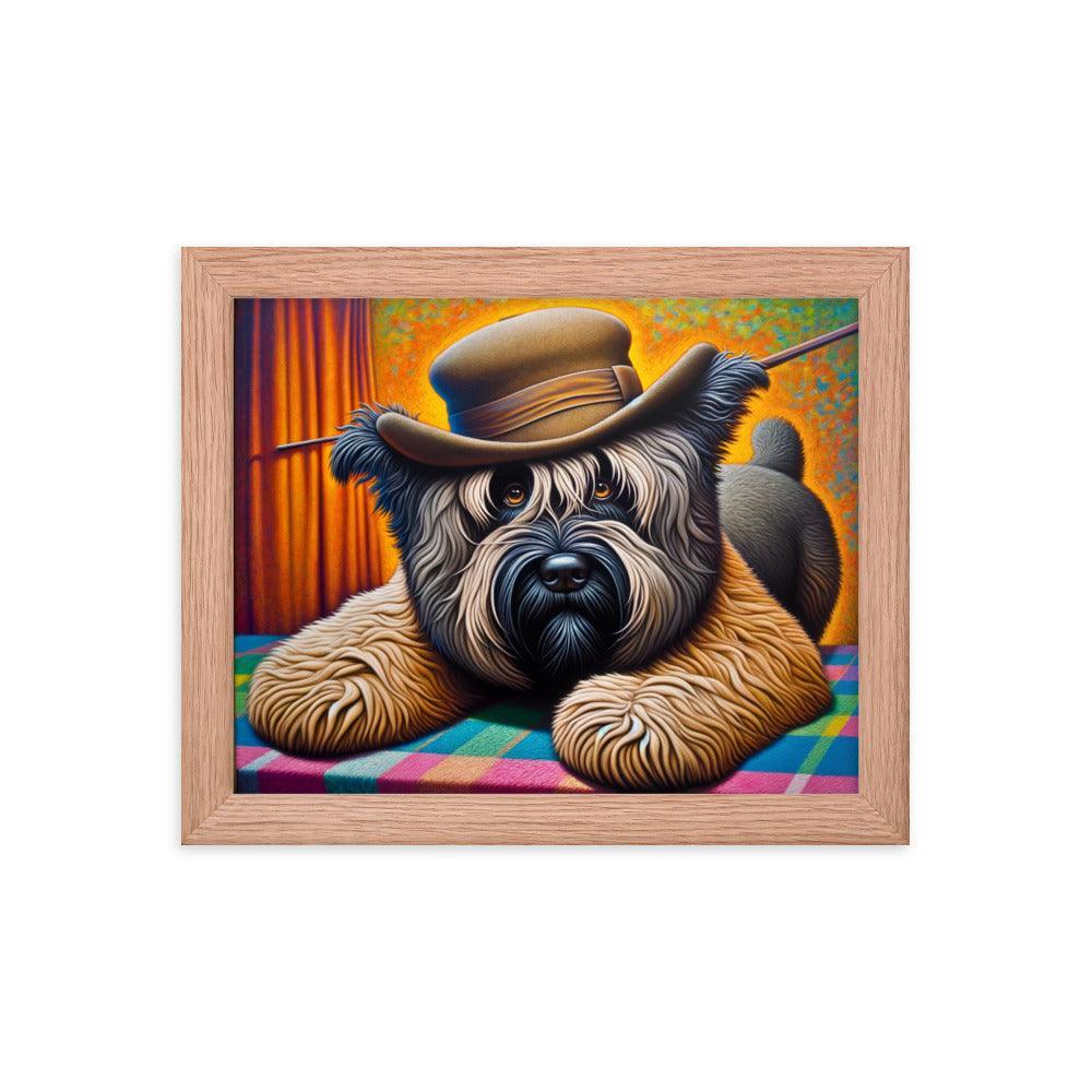 Bouvier Des Flandres Cowboy Hat Quirky Portrait Framed Poster - Oh Posters