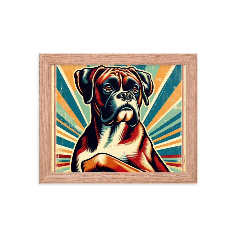 Boxer Dog Retro Sunburst Art Framed Poster - Oh Posters