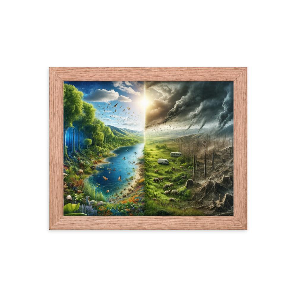 Climate Contrast Environmental Awareness Framed Poster - Oh Posters