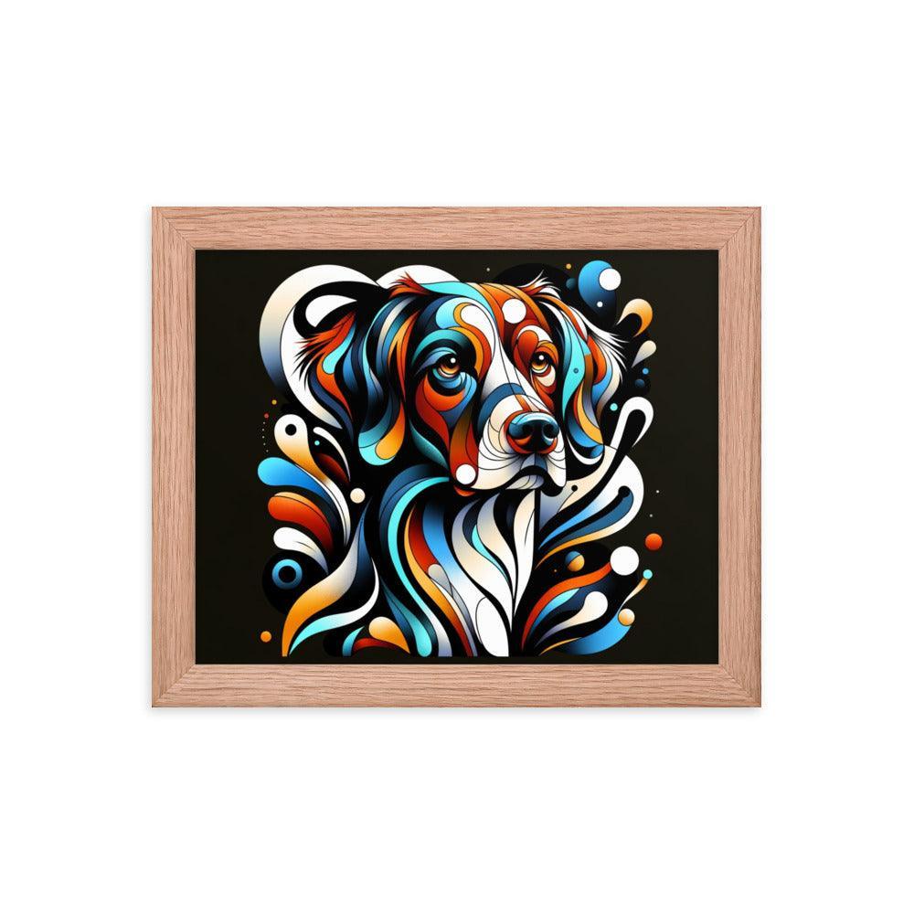 Brittany Dog Modern Abstract Art with Bold Colors and Dynamic Shapes Framed Poster - Oh Posters