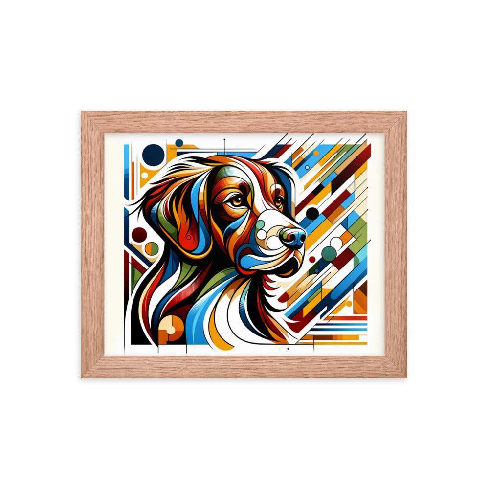 Brittany Dog Art in Abstract Modern Form with Bold Colors Framed Poster - Oh Posters