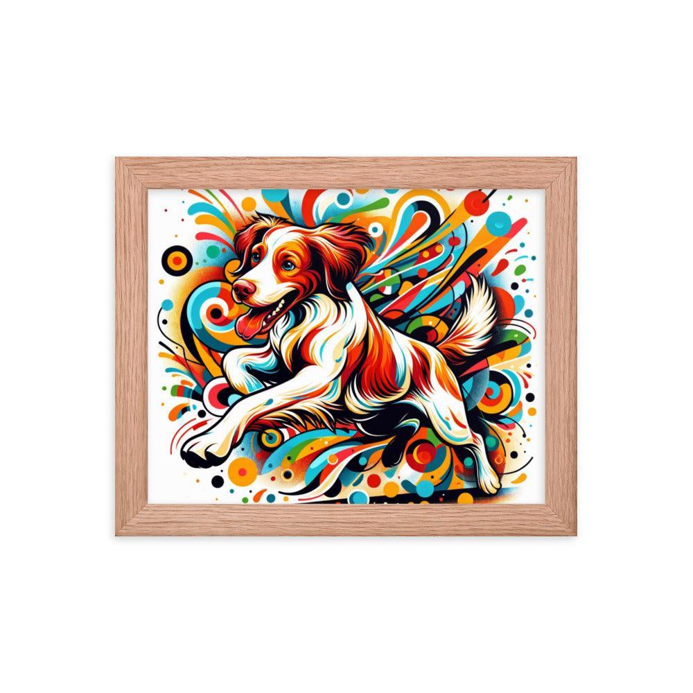 Brittany Spaniel Dynamic Swirls Abstract Art Framed Poster - Oh Posters