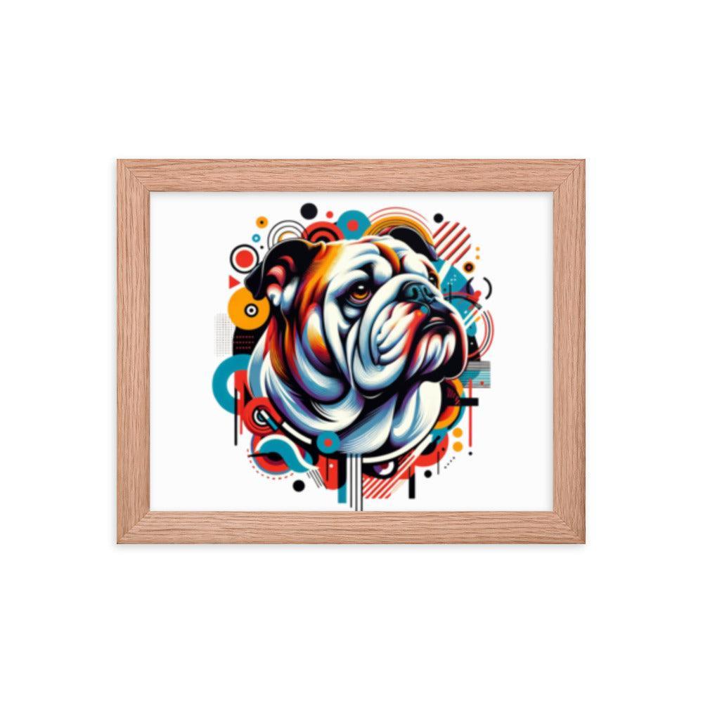 English Bulldog Modern Pop Art with Bold Shapes and Vivid Colors Framed Poster - Oh Posters