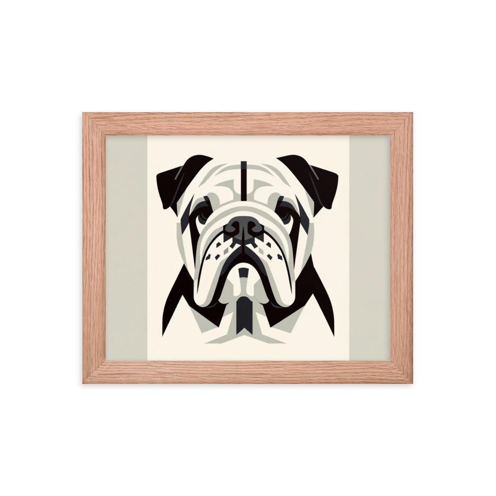 English Bulldog Minimalist Design with Geometric Shapes Framed Poster - Oh Posters