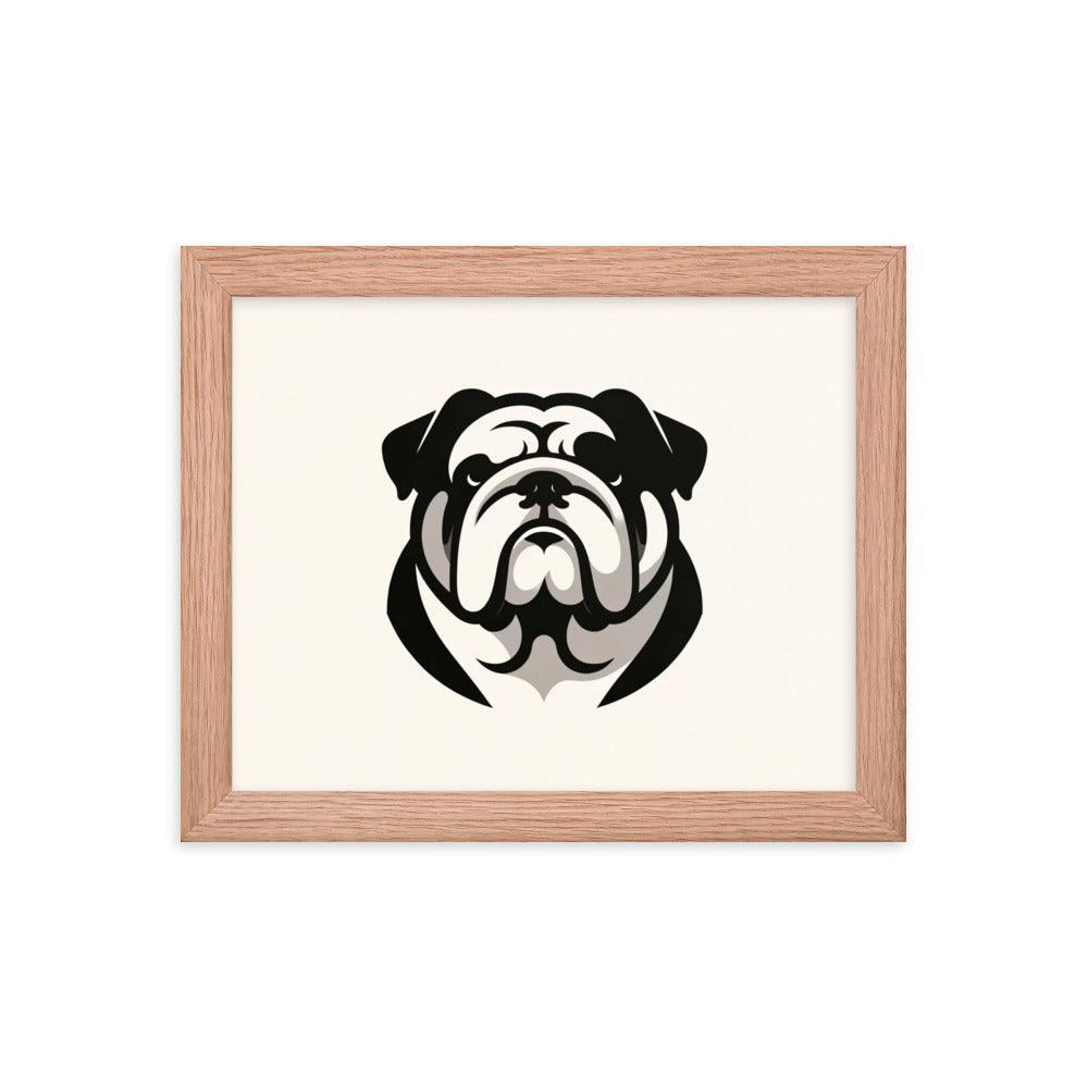 English Bulldog Minimalist Art with Clean Lines and Monochrome Palette Framed Poster - Oh Posters