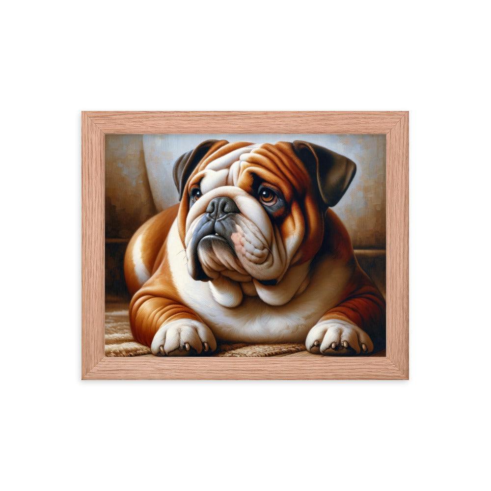 English Bulldog Elegance in Rich Colors with Simple Background Framed Poster - Oh Posters