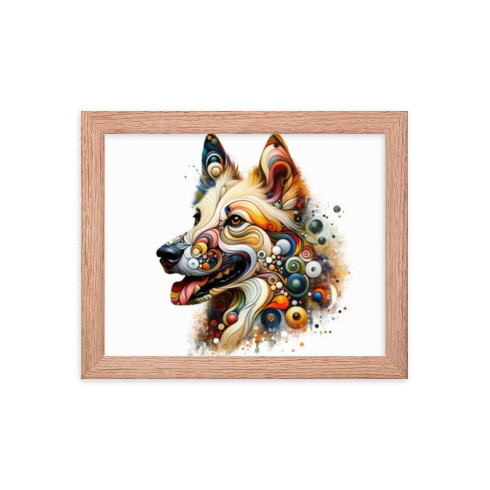 Canaan Dog in Eclectic Art Fusion with Abstract Forms and Vibrant Colors Framed Poster - Oh Posters