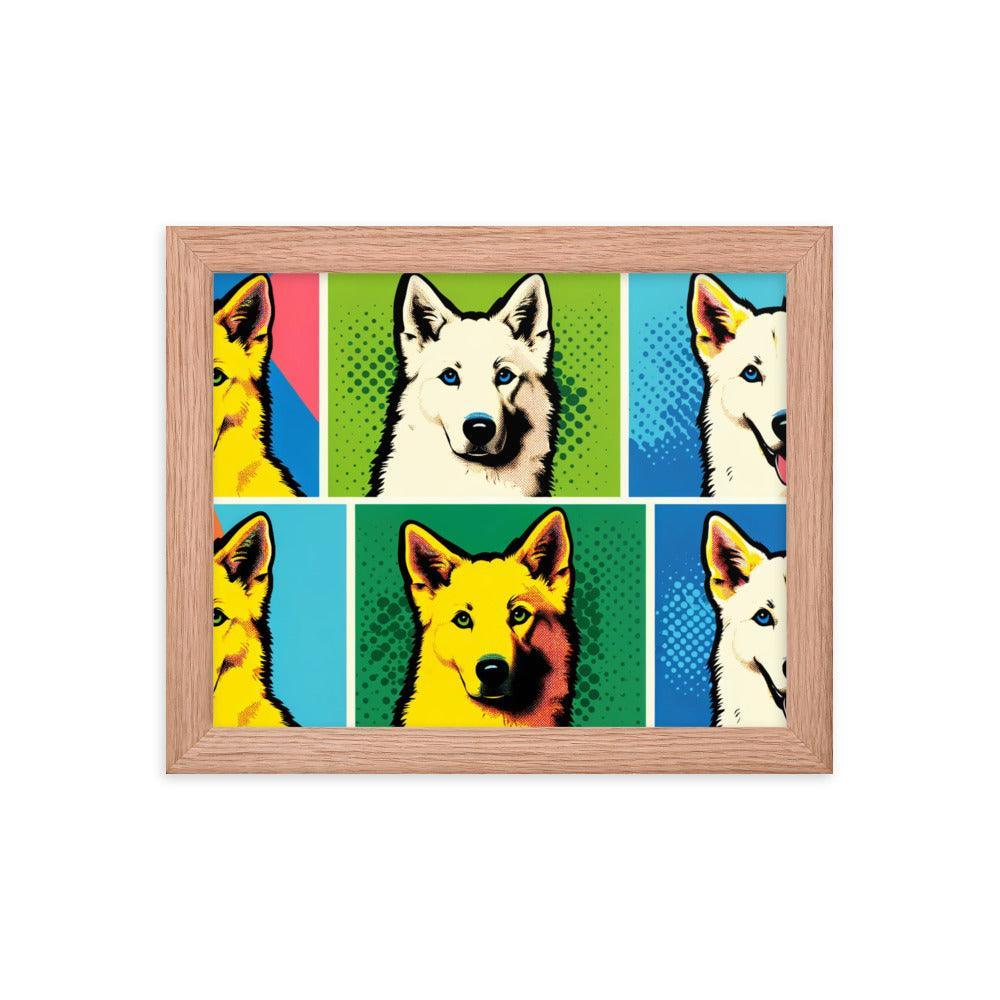 Canaan Dog Pop Art Series with Colorful Panels Framed Poster - Oh Posters