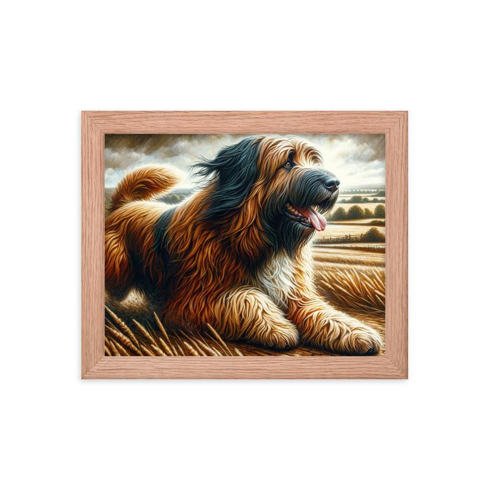 Catalan Sheepdog in Countryside Landscape Framed Poster - Oh Posters