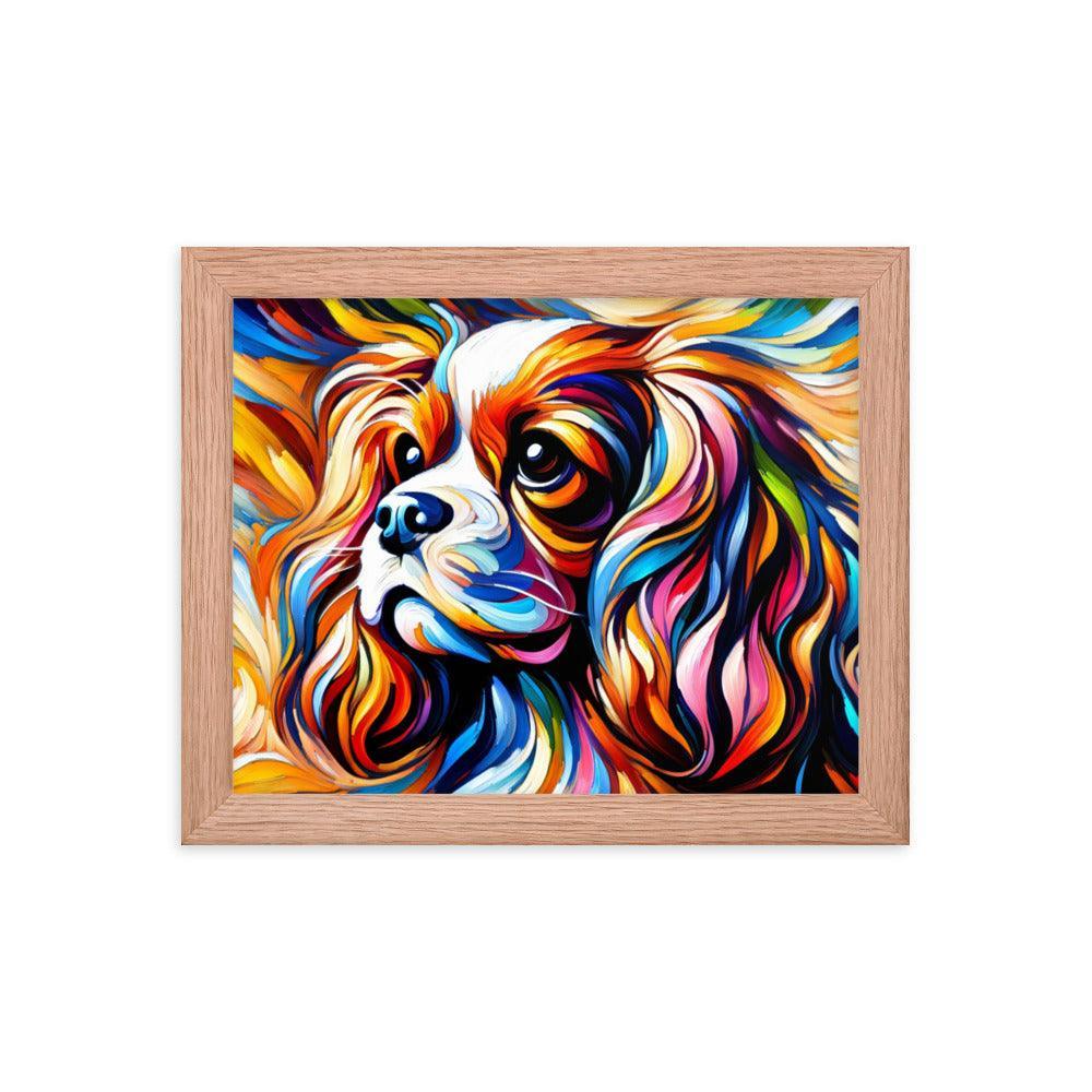 Cavalier King Charles Spaniel in Fauvism Bold Hues and Expressive Brushstrokes Framed Poster - Oh Posters