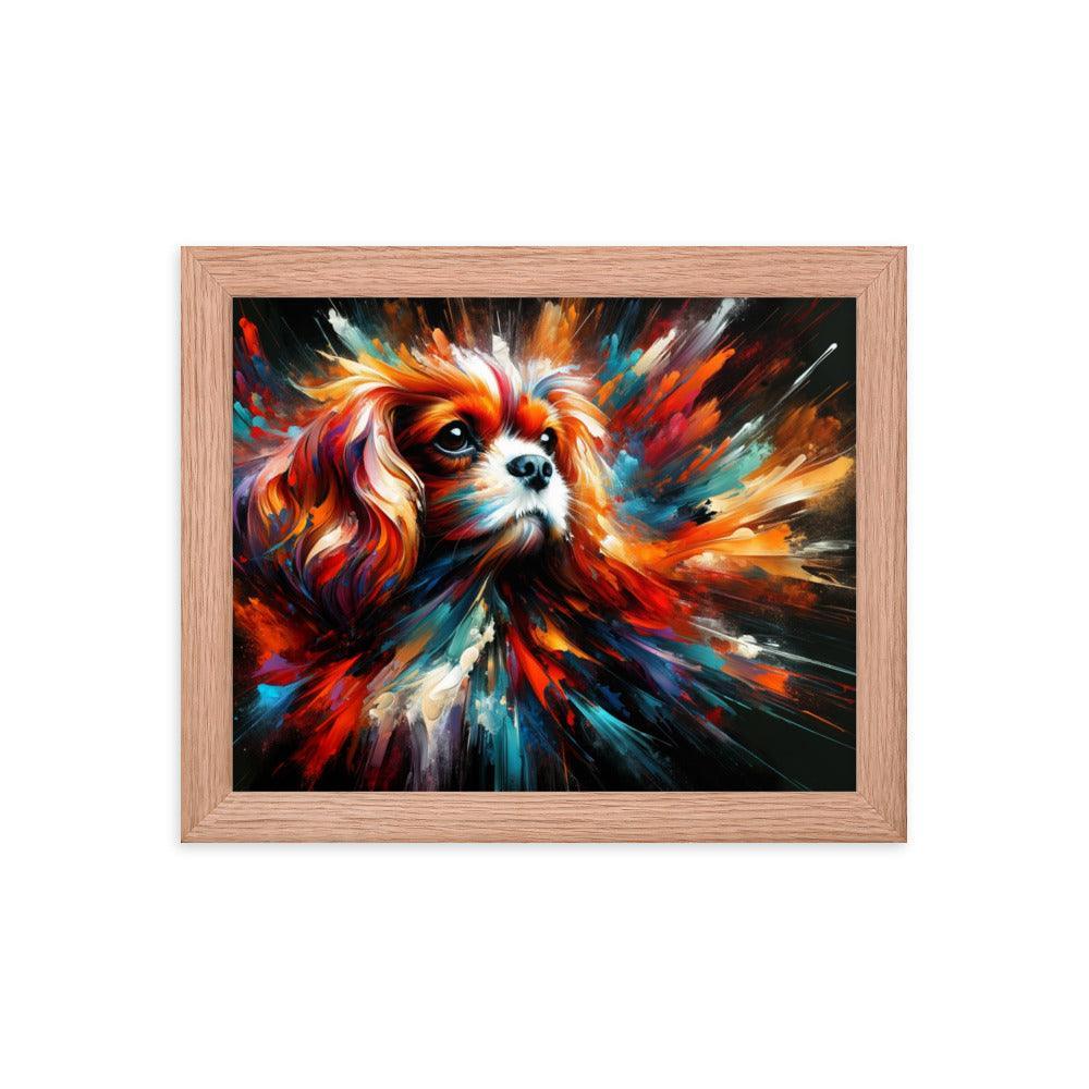 Cavalier King Charles Spaniel Abstract Brush Strokes and Intense Vibrant Colors Framed Poster - Oh Posters