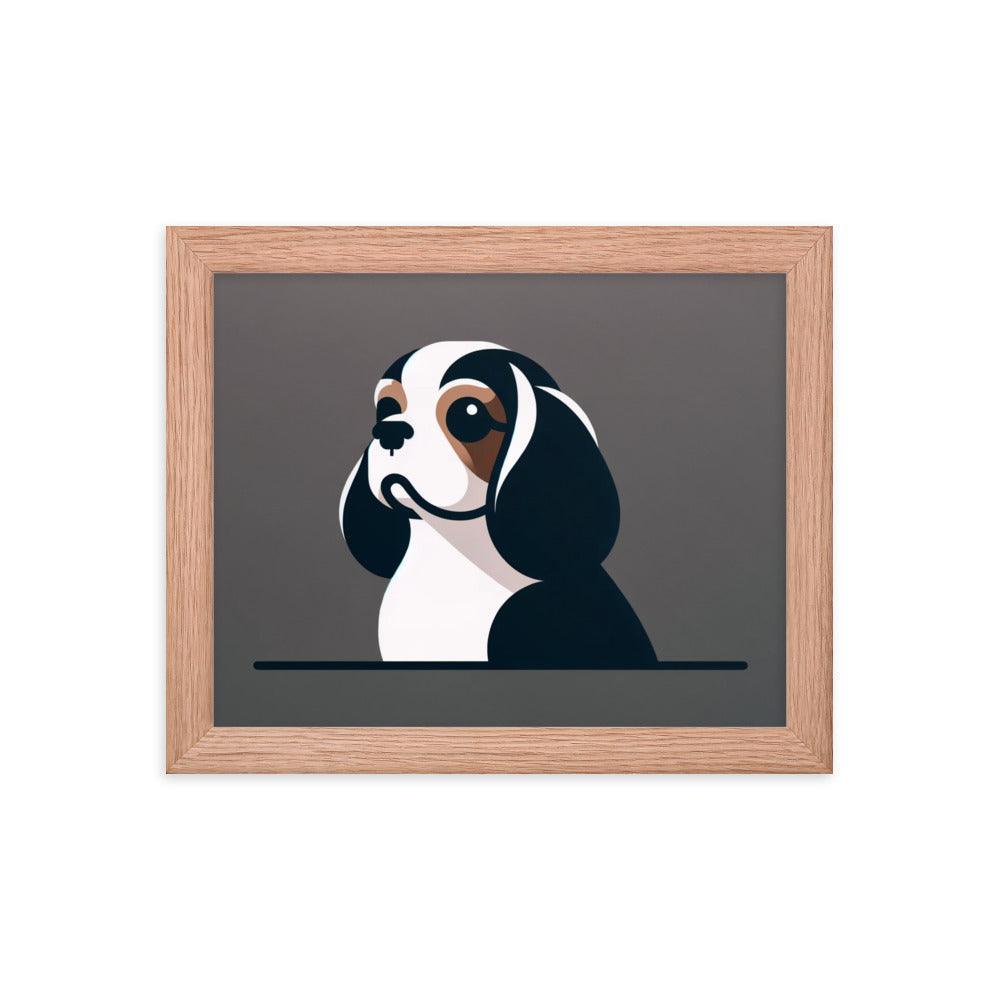 Cavalier King Charles Spaniel Minimalist Portrait Framed Poster - Oh Posters