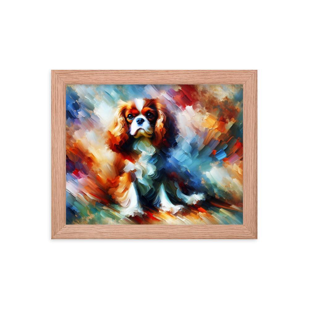 Cavalier King Charles Spaniel Abstract Expressionism Painting Framed Poster - Oh Posters