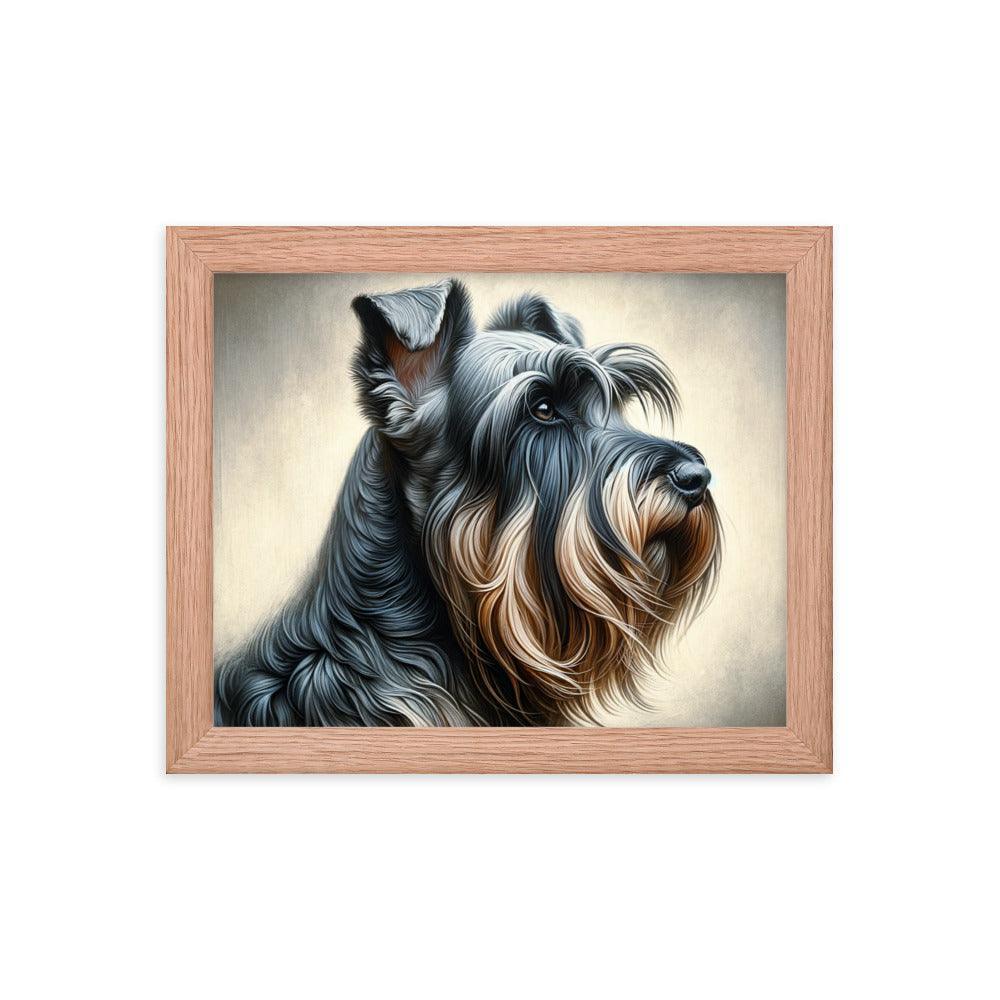 Cesky Terrier Realistic Portrait and Subtle Brushed Background Framed Poster - Oh Posters