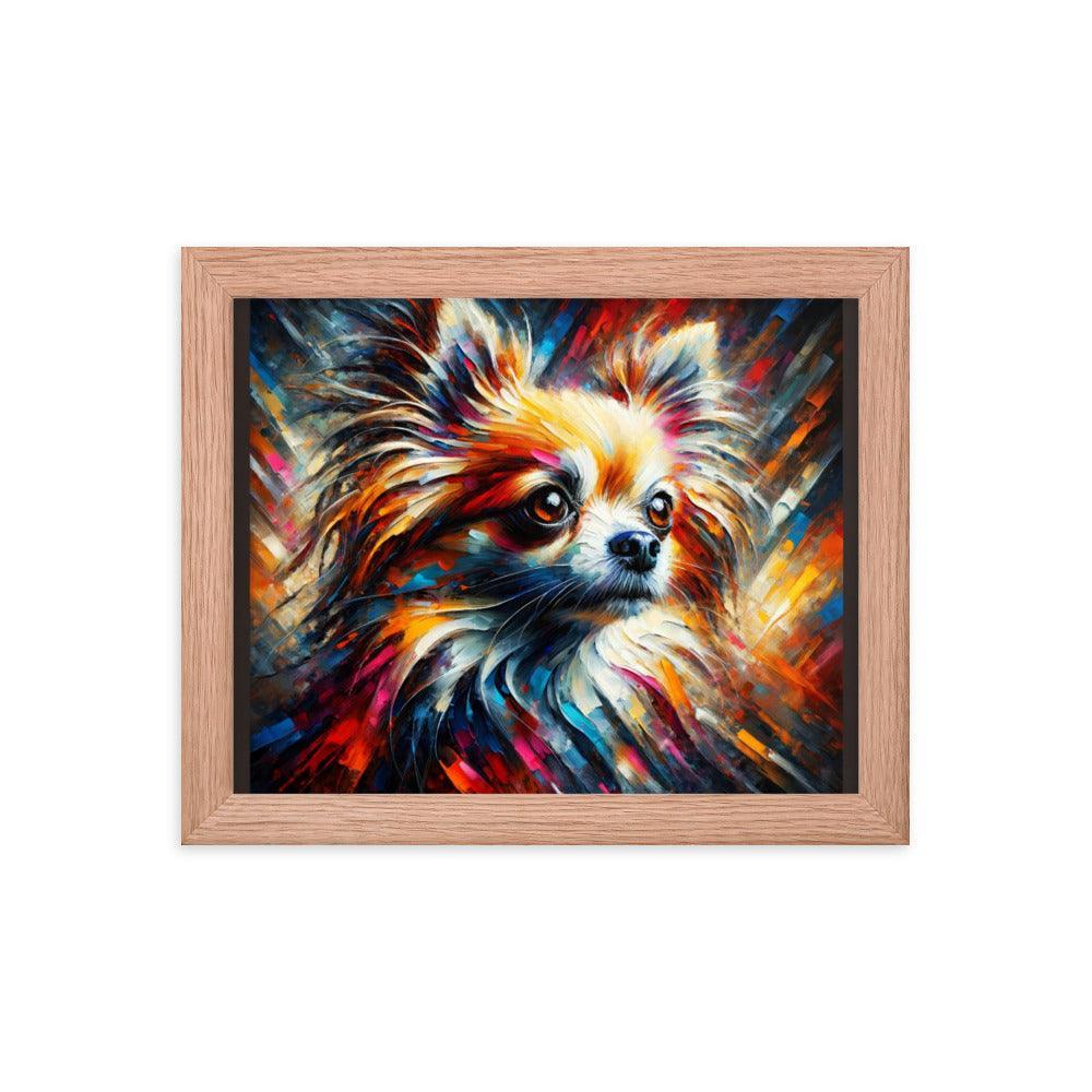 Long Coat Chihuahua Burst Art with Bold Brushstrokes and Intense Colors Framed Poster - Oh Posters