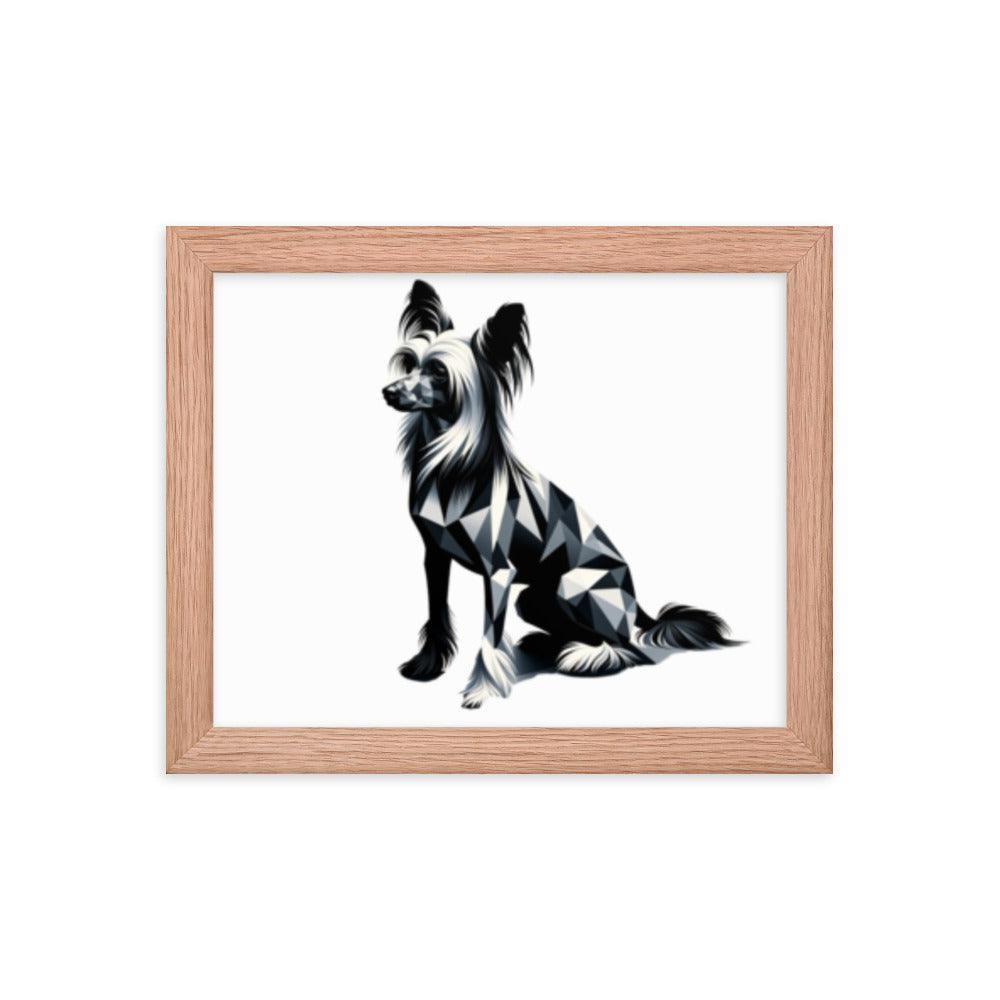 Chinese Crested Dog in Geometric Shadows Sleek Design Framed Poster - Oh Posters